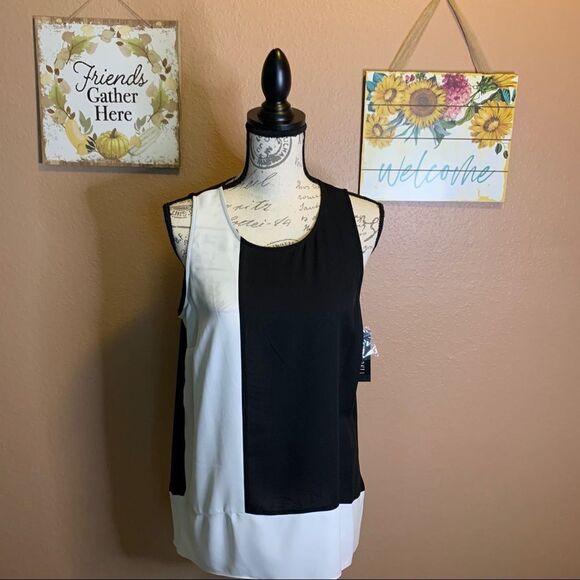 INC size 10 black and white blouse - Picture 1 of 8